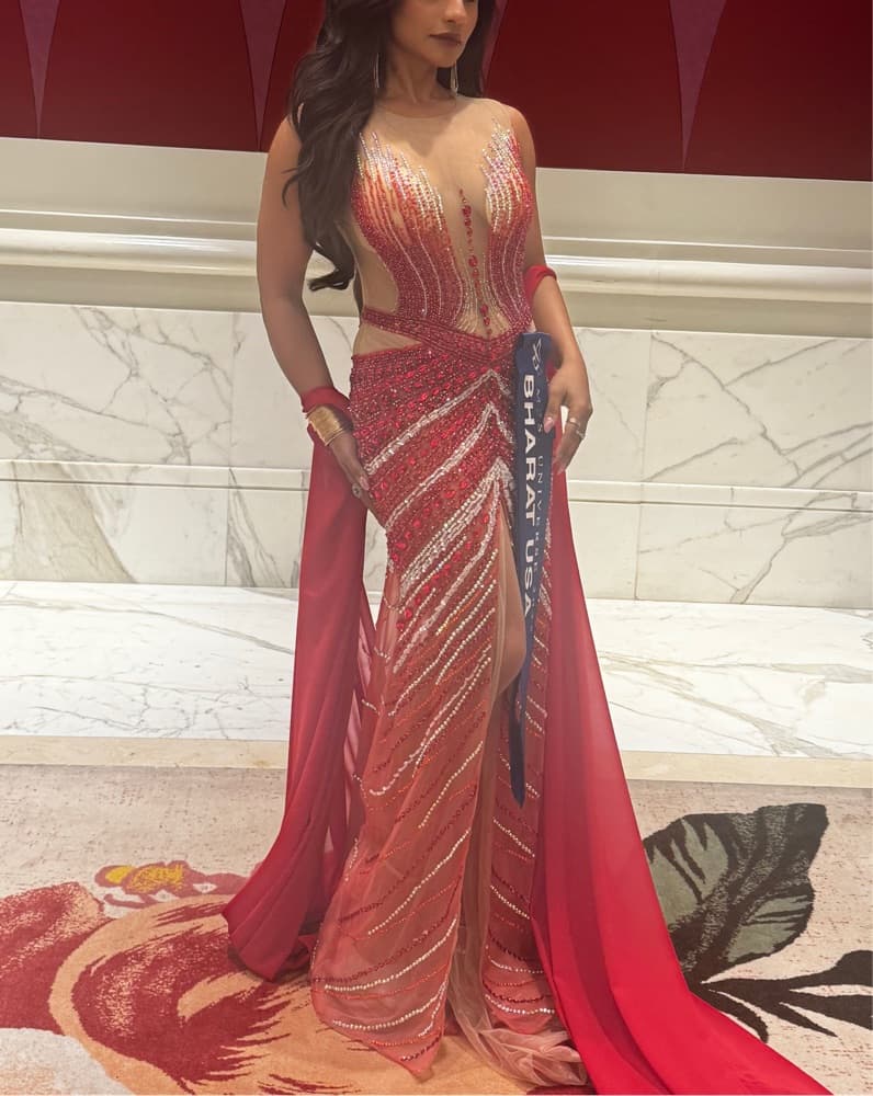 Stunning Red Sequin Gown Pageant Gown - Image 2