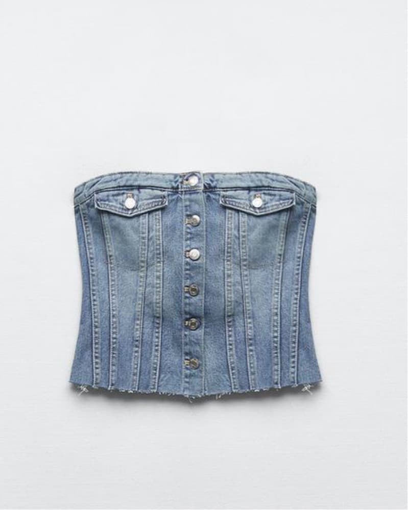 Zara Denim Corset Top - Image 2