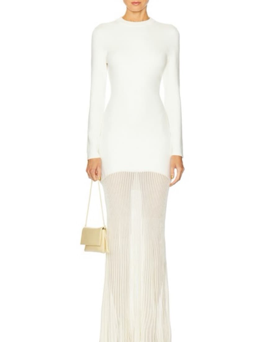 Elegant White Pleated Maxi Dress - Image 1