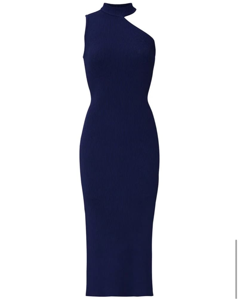 Navy Knot Slit Dress - Image 2