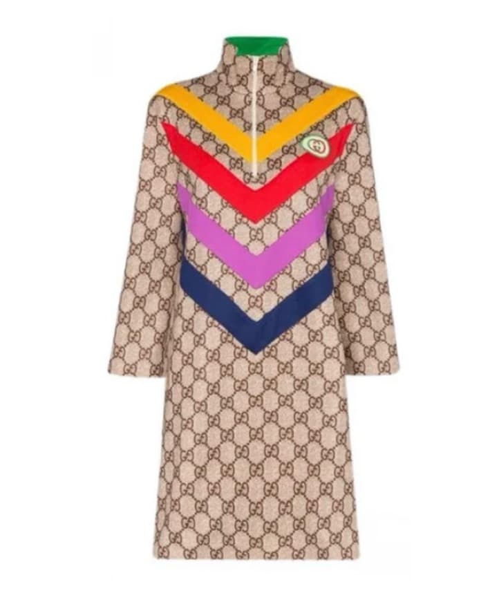 Colorful Chevron Gucci Print Dress - Image 2