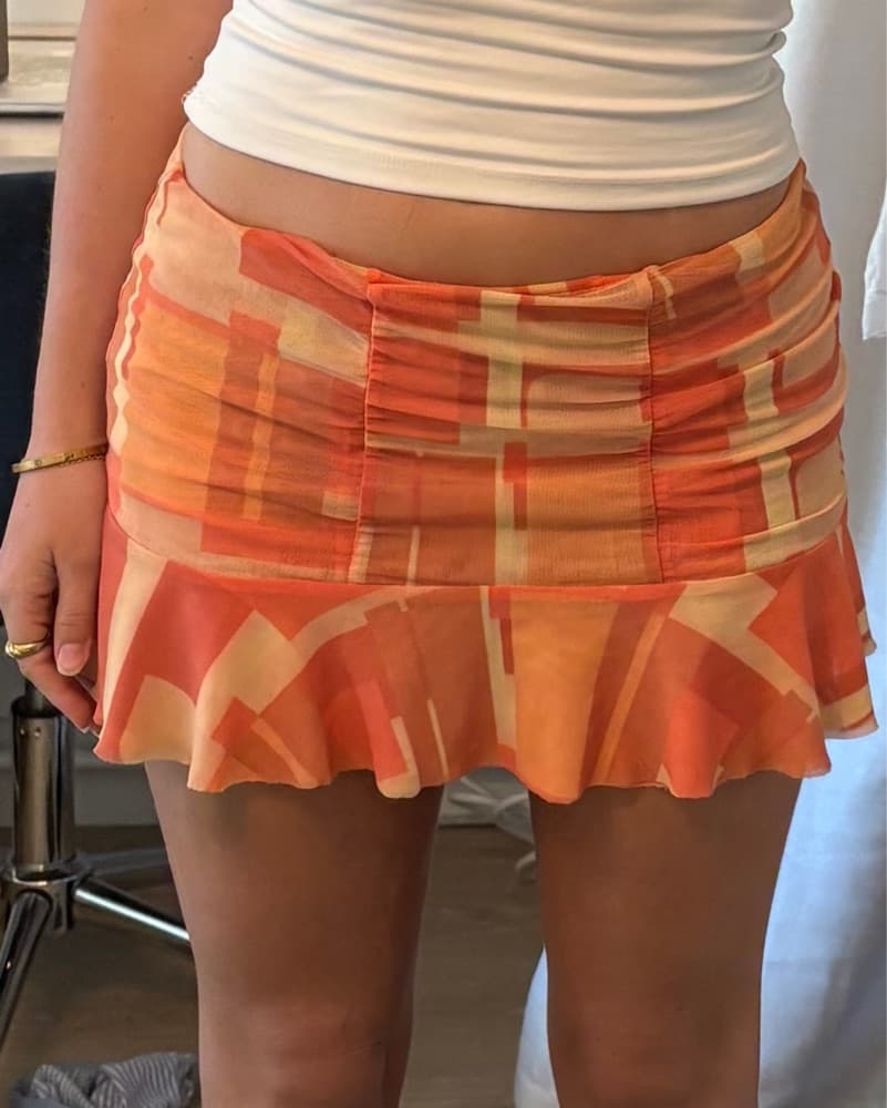 orange geometric mini skirt - Image 2