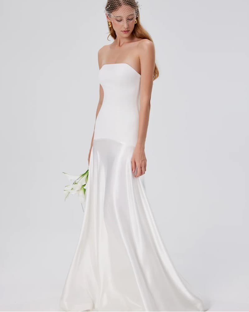 Strapless Satin Bridal Gown - Image 1