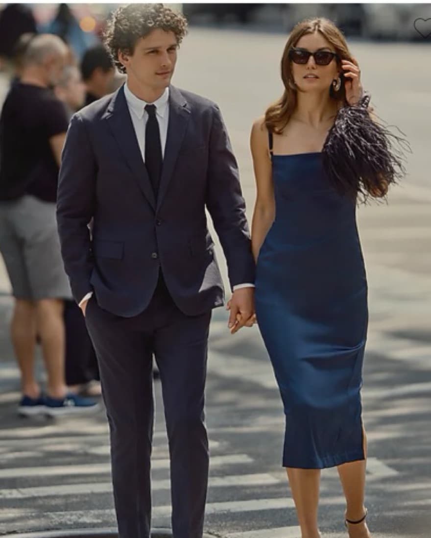 Elegant Navy Blue Midi Dress - Image 1