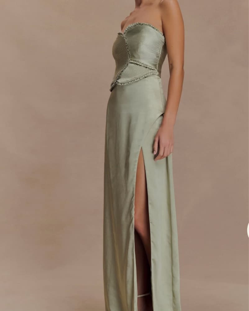 Meshki Sage Dress with Ruched Petals - Image 3