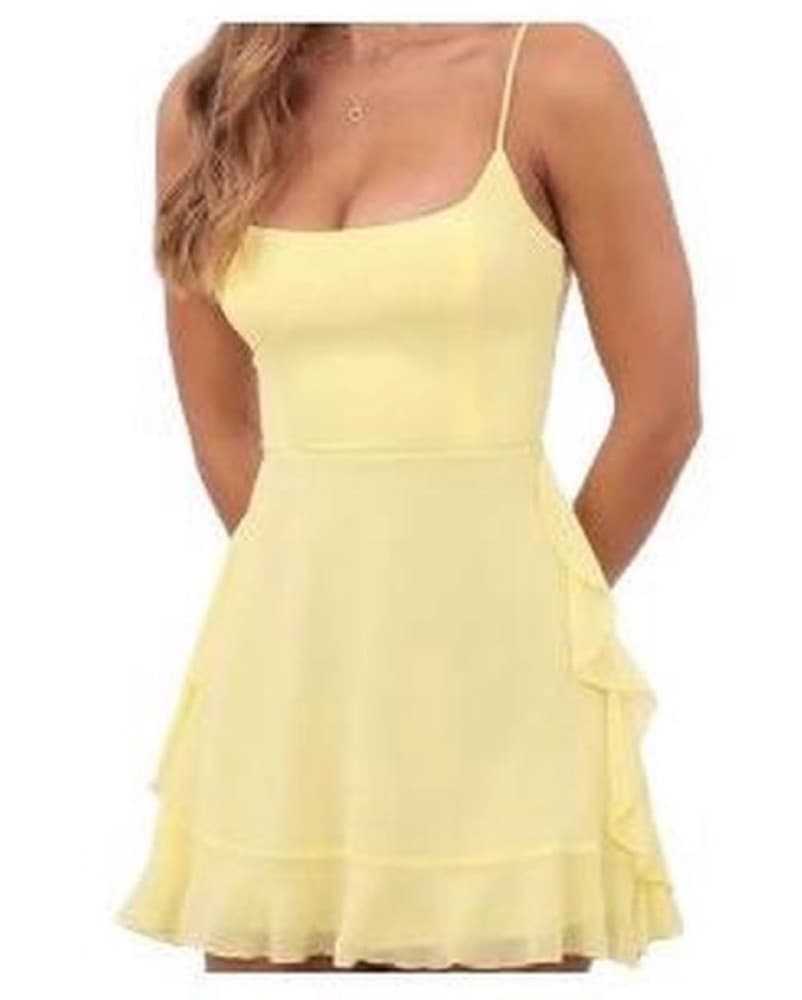 Pale Yellow Lemon Ruffle Mini Dress - Image 2