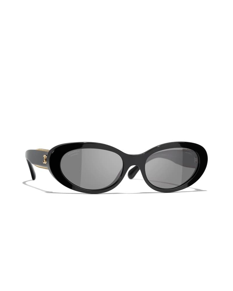 Chanel 5515 Oval Black Gold Sunglasses - Image 1