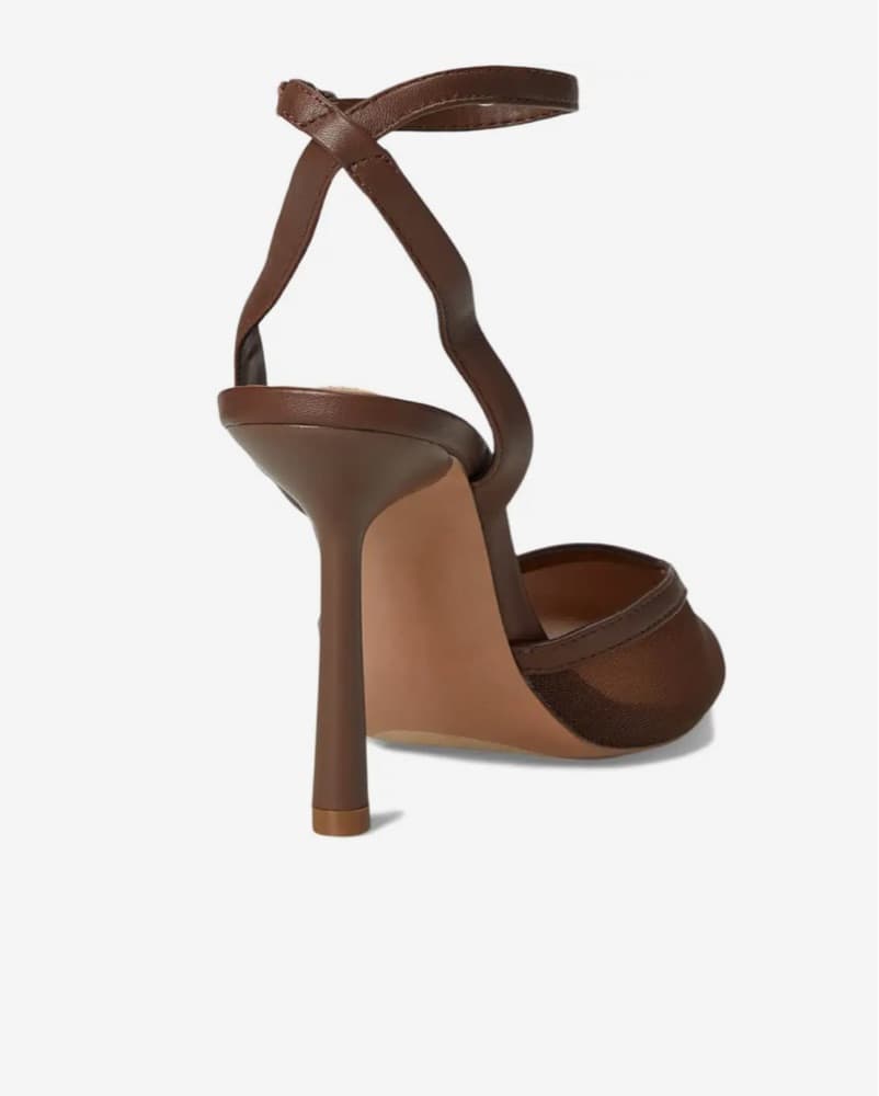 Brown Mesh High Heels Pointed Toe - Image 2