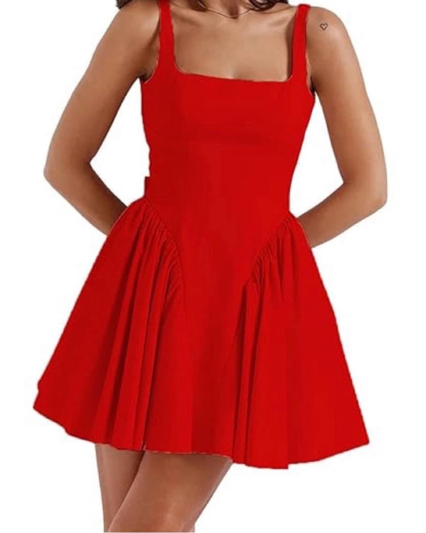 Red Flare Mini Dress - Image 2