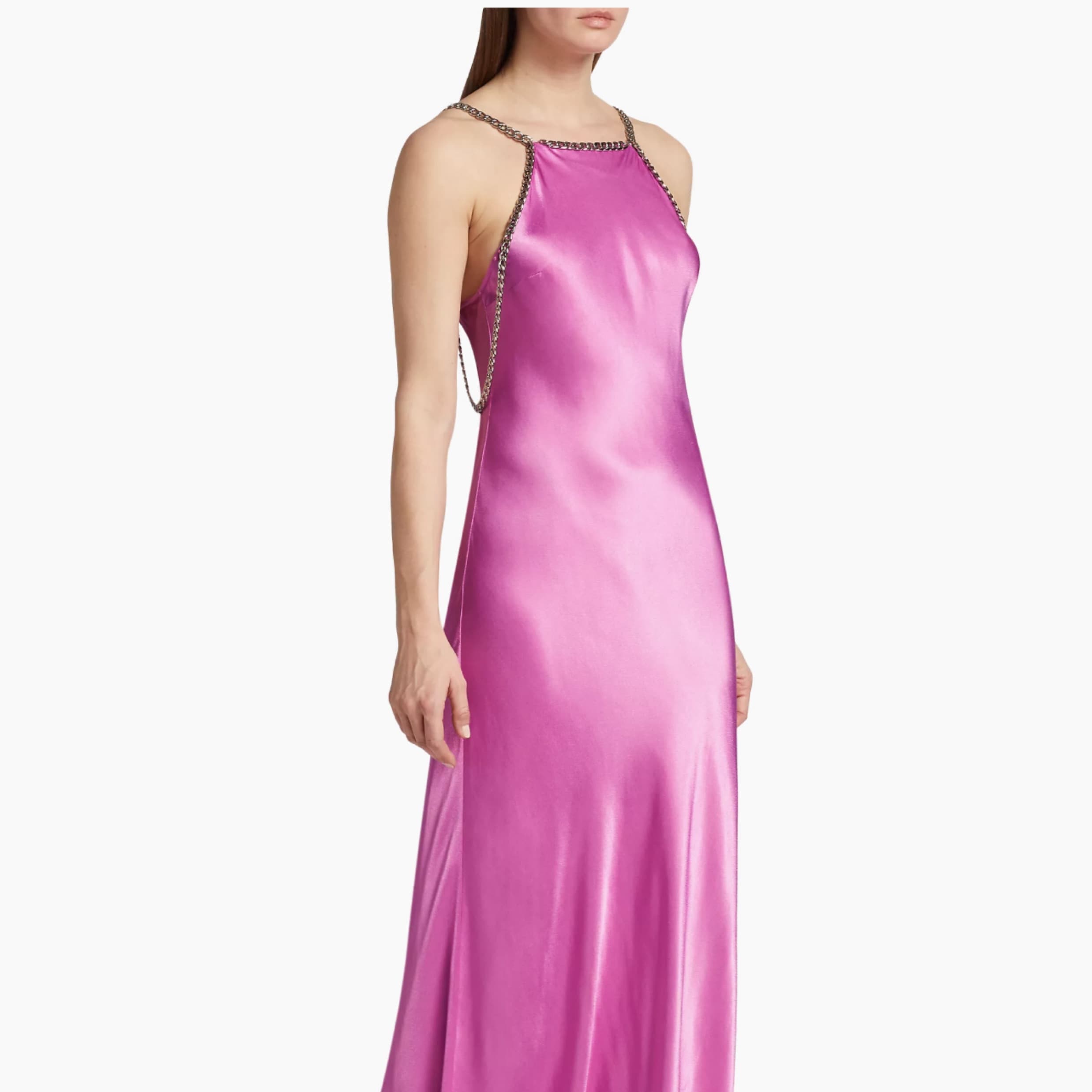 Pink Chain Satin Dress - Image 4