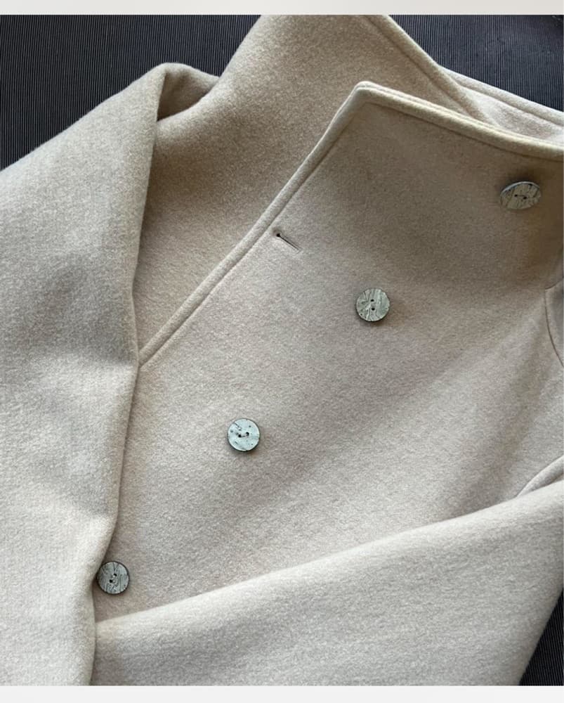 Acne Studios Cream Wool Funnel Neck Coat - Image 2