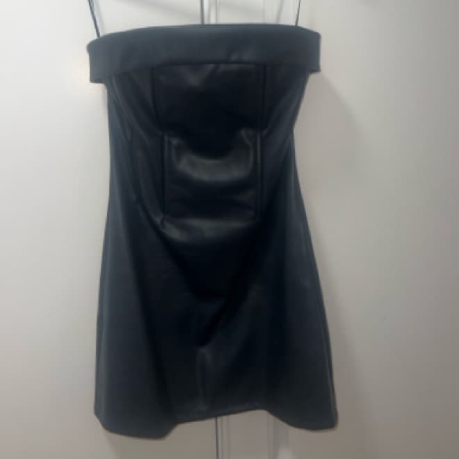Mixology Faux Leather Dress Blue  - Image 2