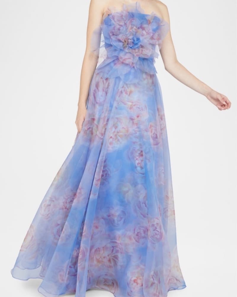 Theia Kimberly Floral Organza Strapless  - Image 1