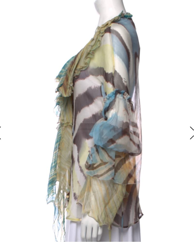 Just Cavalli Silk Printed Top Size US 6 - Image 2