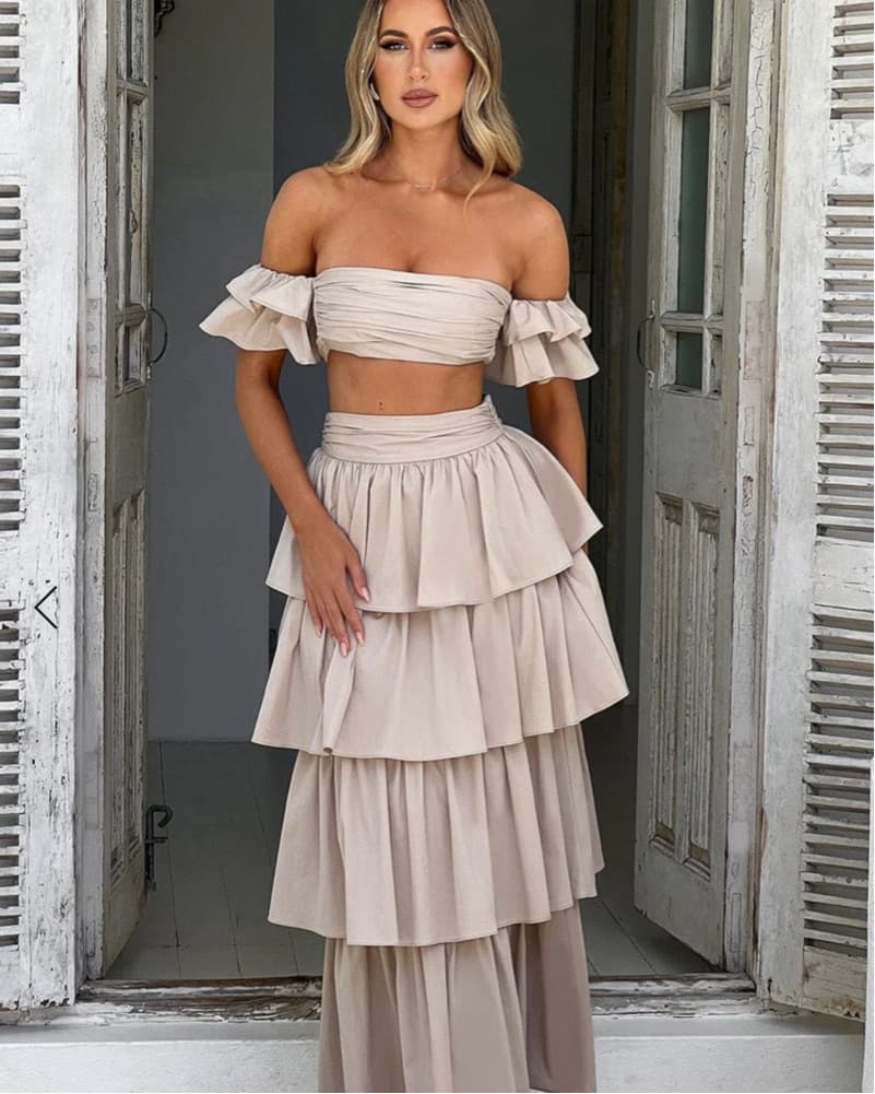 Babyboo Tan Ruffle Dress  - Image 3