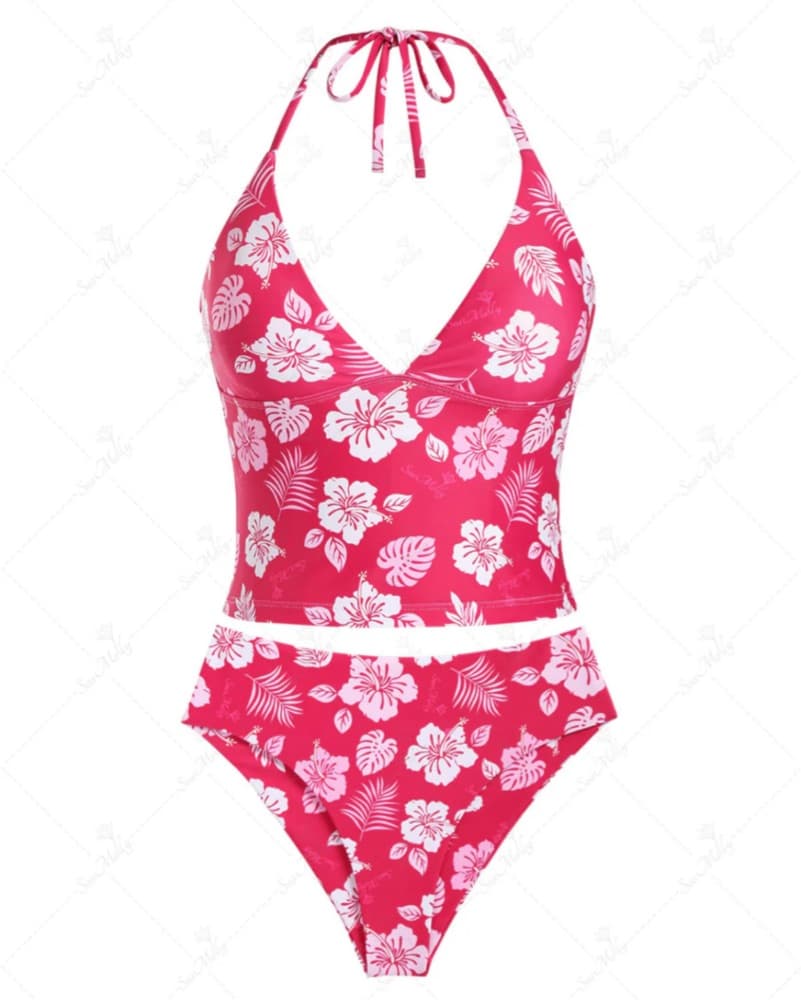 Seamolly Floral Leaves Halter Tied Tank  - Image 2