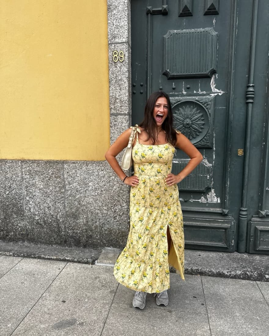 Yellow Floral Midi Dress - Image 1