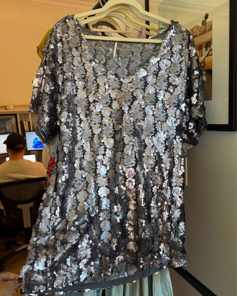 FP Silver Sequin VNeck Mini Shift Dress  - Image 3