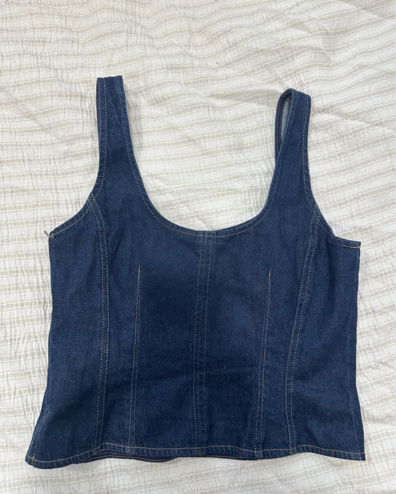 Denim Fitted Top - Image 4