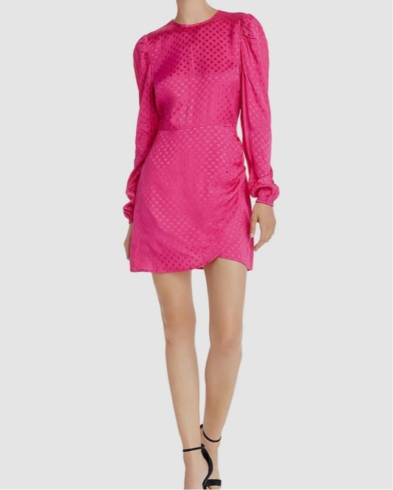 Hot Pink Satin Mini Dress - Image 2