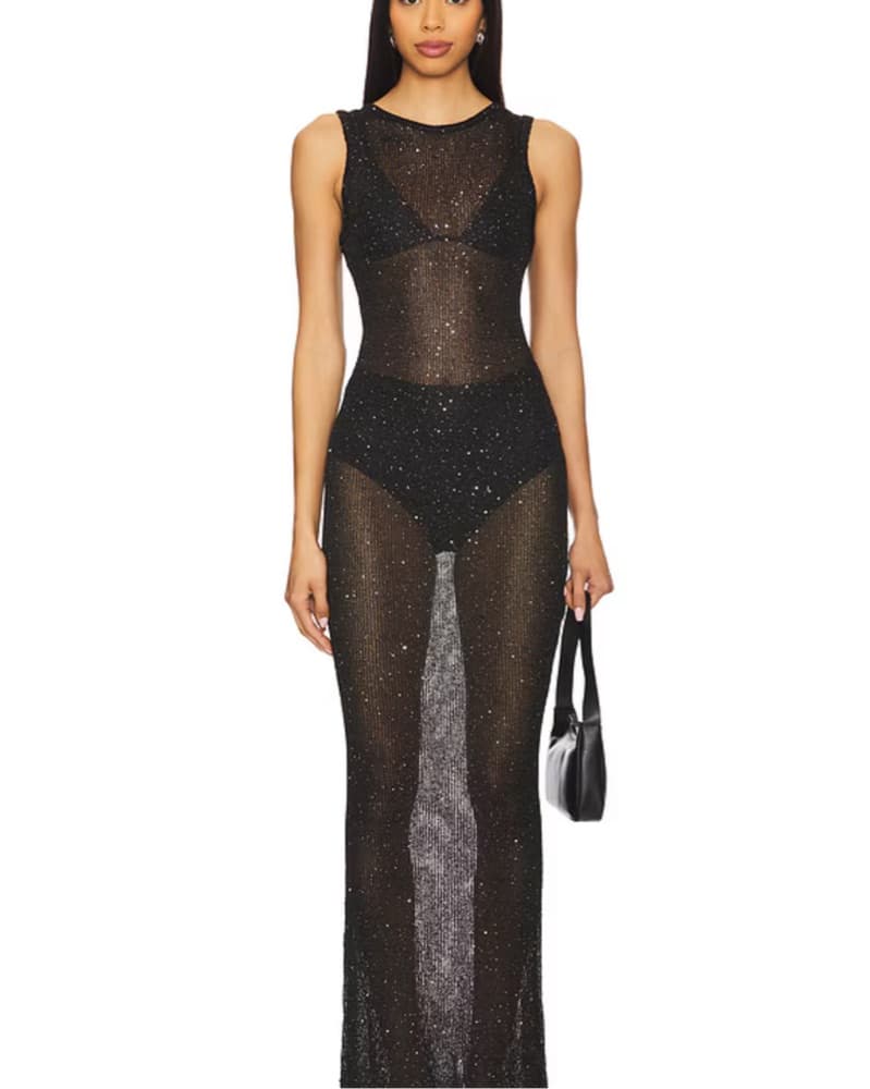 Superdown Sheer Black Sequin Dress - Image 2