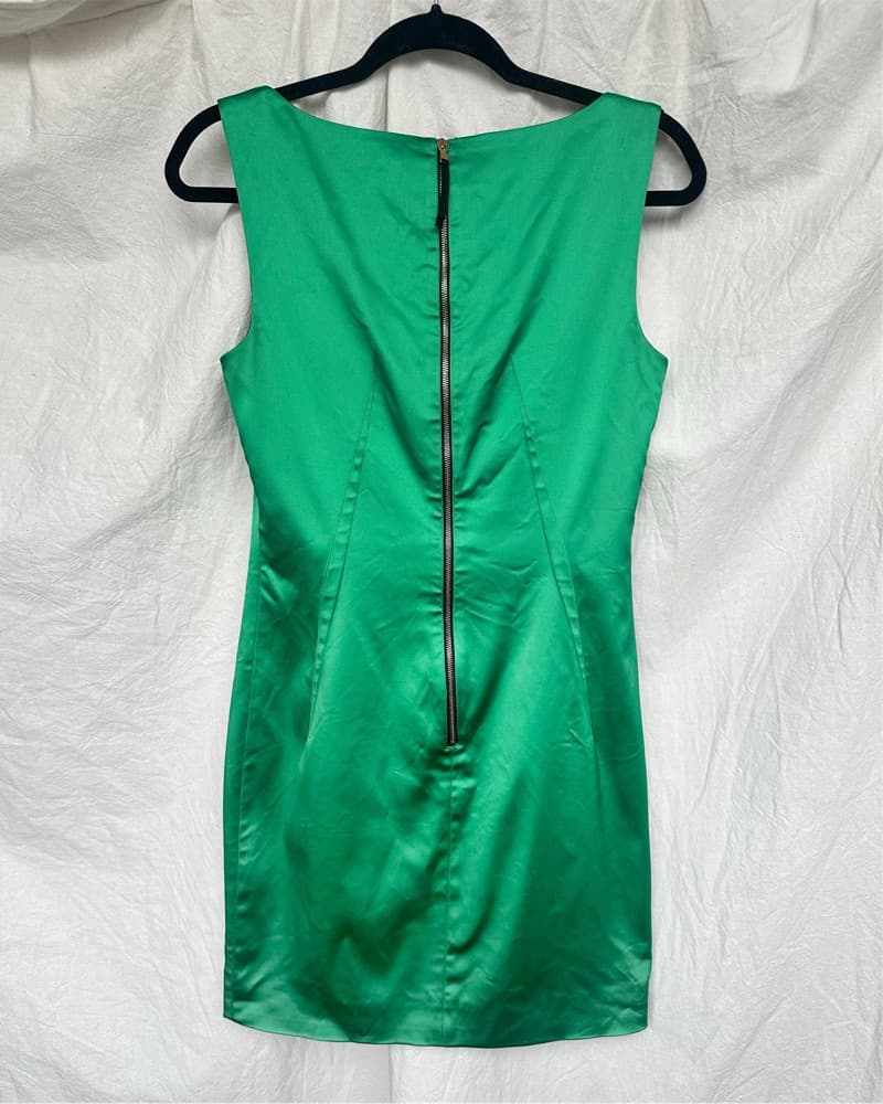 Dolce & Gabanna Satin Emerald Mini Dress - Image 5