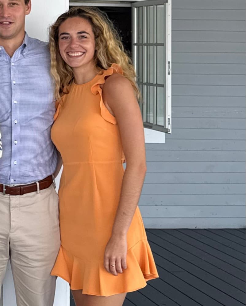 Likely Orange Ruffle Mini Dress - Image 1