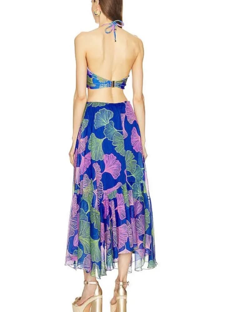 Patbo Ocean Leaf Blue Beach Dress S/XS - Image 3