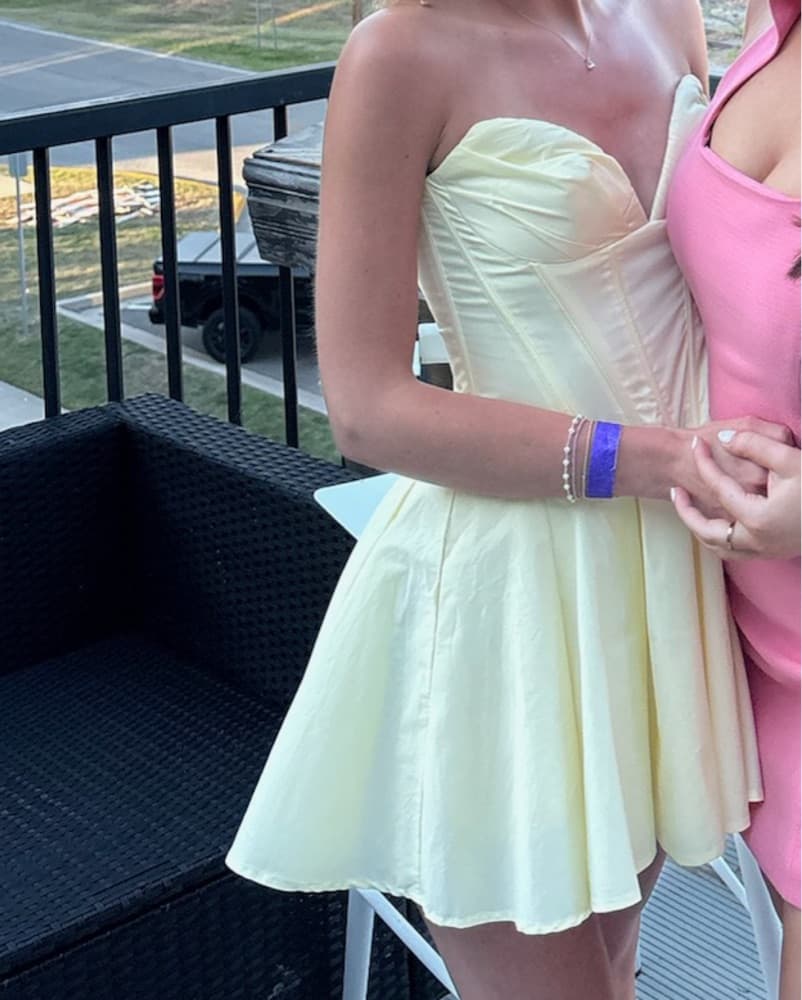 Yellow Strapless Mini Dress - Image 3