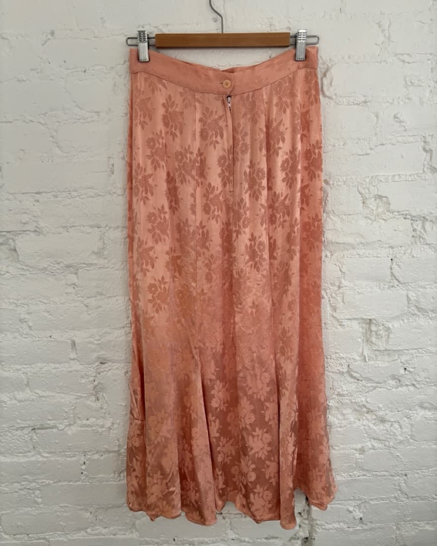 vintage silk peach jacquard maxi skirt - Image 2