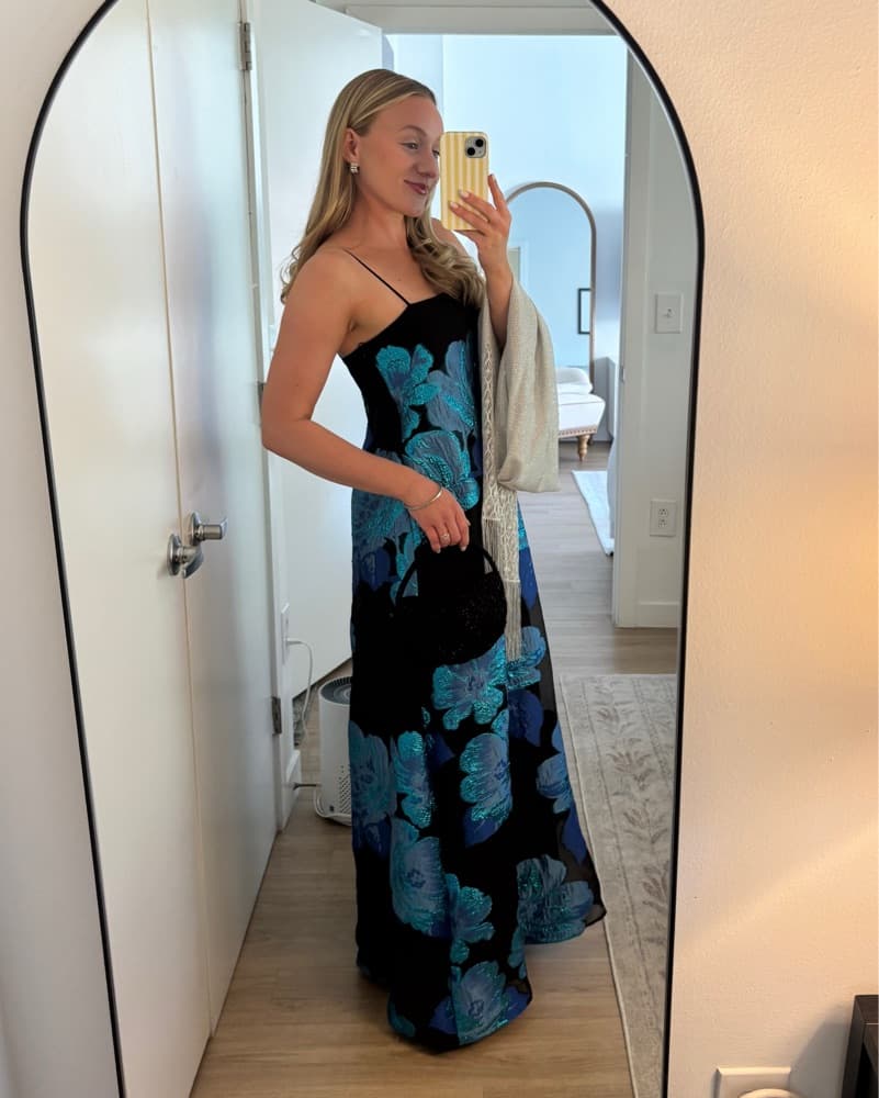 Elegant Blue Floral Maxi Dress - Image 8