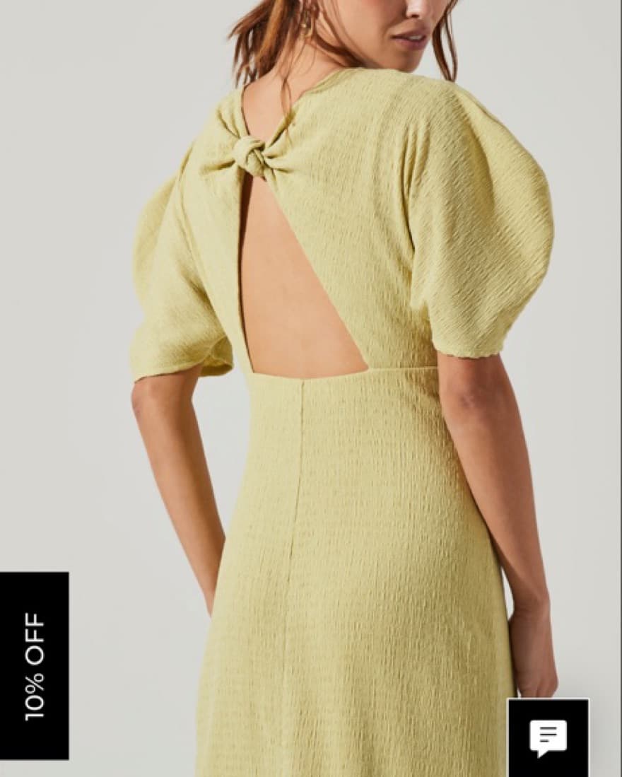 ASTR Green Cutout Puff Sleeve Midi Dress - Image 4