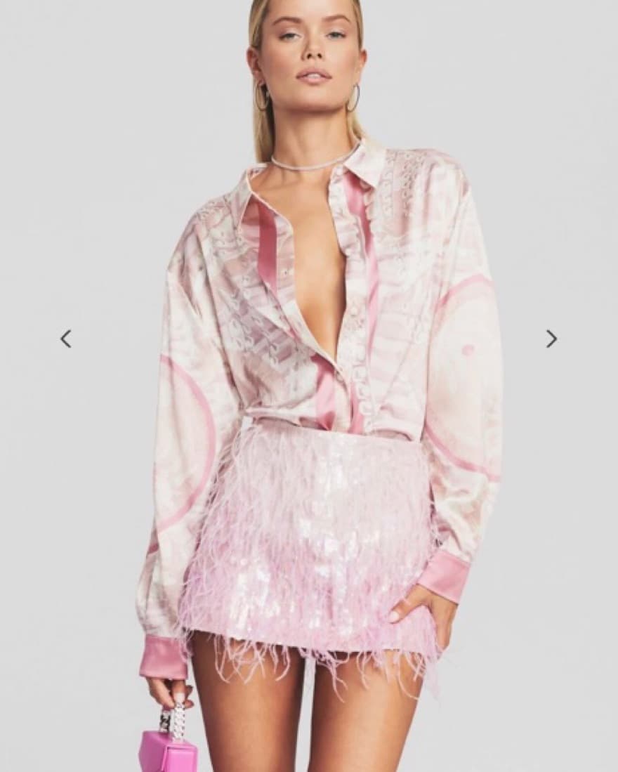 Retrofete Pink Blouse Sequin Skirt Set - Image 1