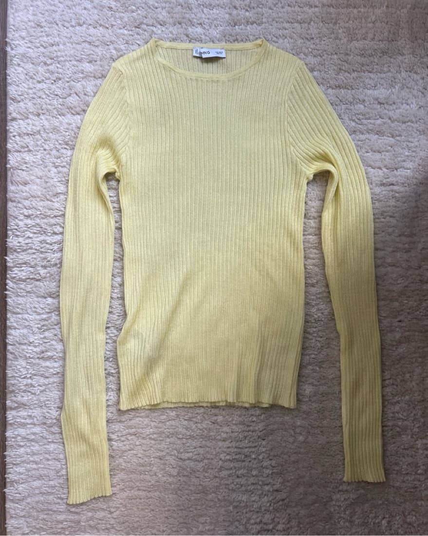 Mango Yellow Ribbed Long Sleeve  - Image 1