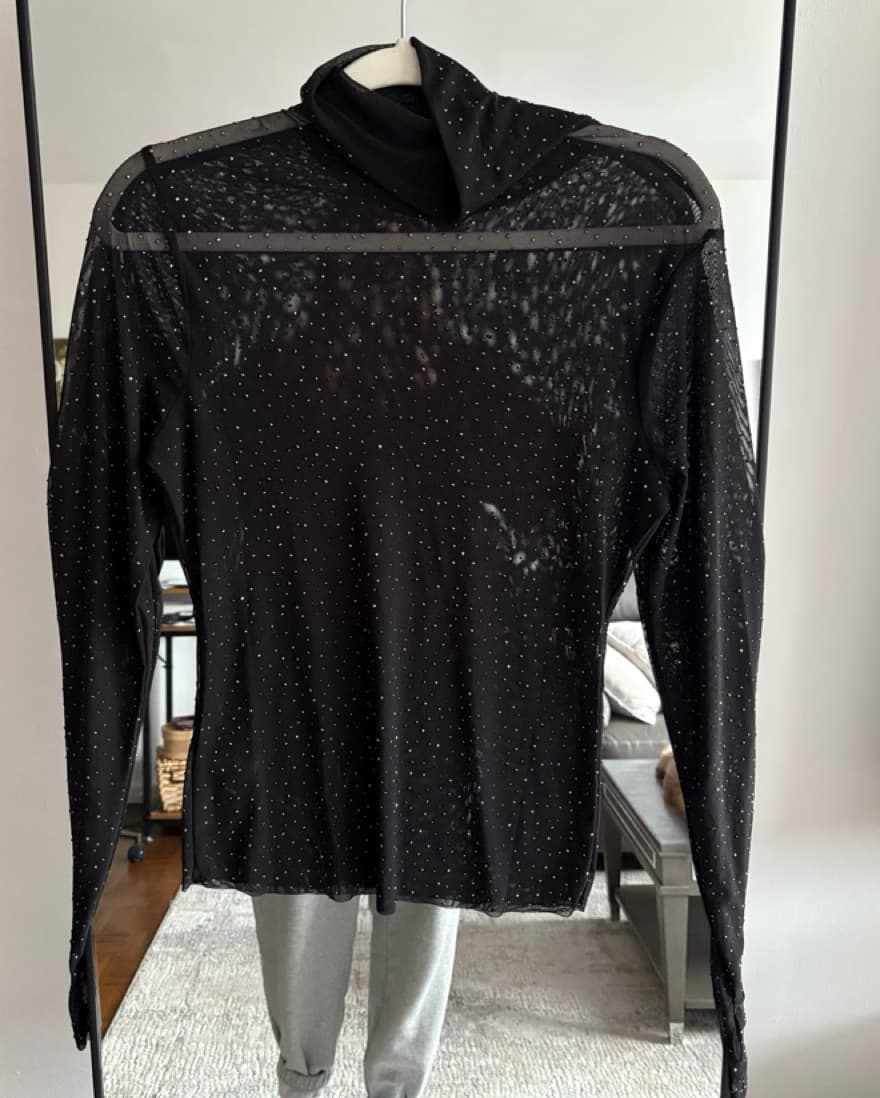 Sparkly Black Mesh Long Sleeve - Image 2