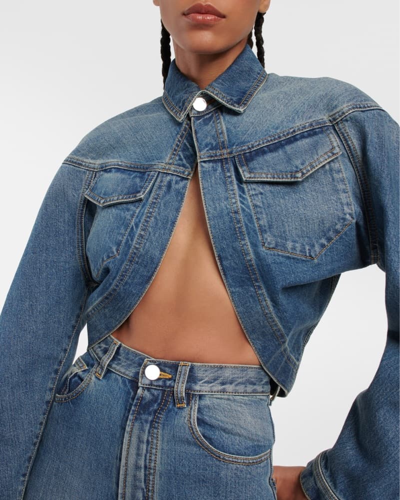 ALAÏA Cropped Denim Jacket - Image 1