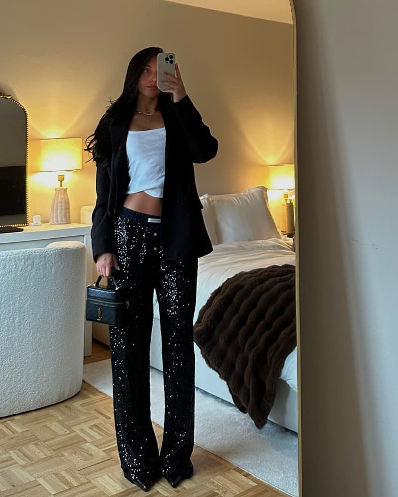 Handover Black Sequin Pants - Image 2