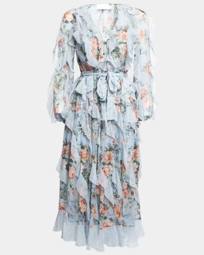 Zimmerman Silk Chiffon Ruffle Dress - Image 1