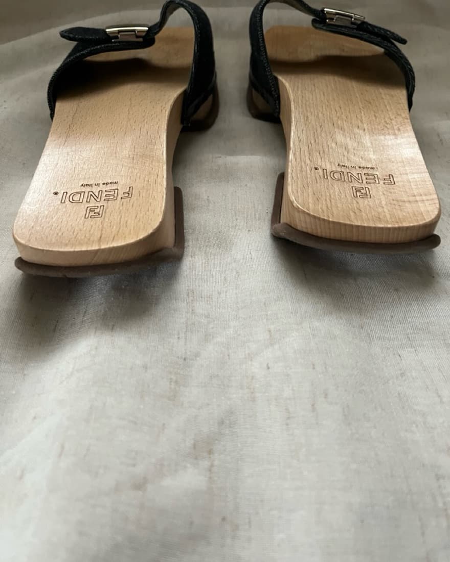 Vintage Fendi Wooden Sandals - Image 4