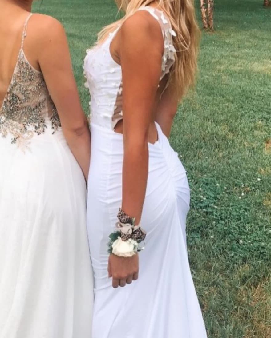 White Butterfly Detail Prom Gown Dress - Image 1