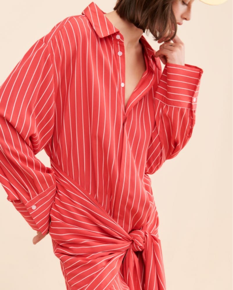 BARDOT— Malira Shirt Dress In Red  - Image 4