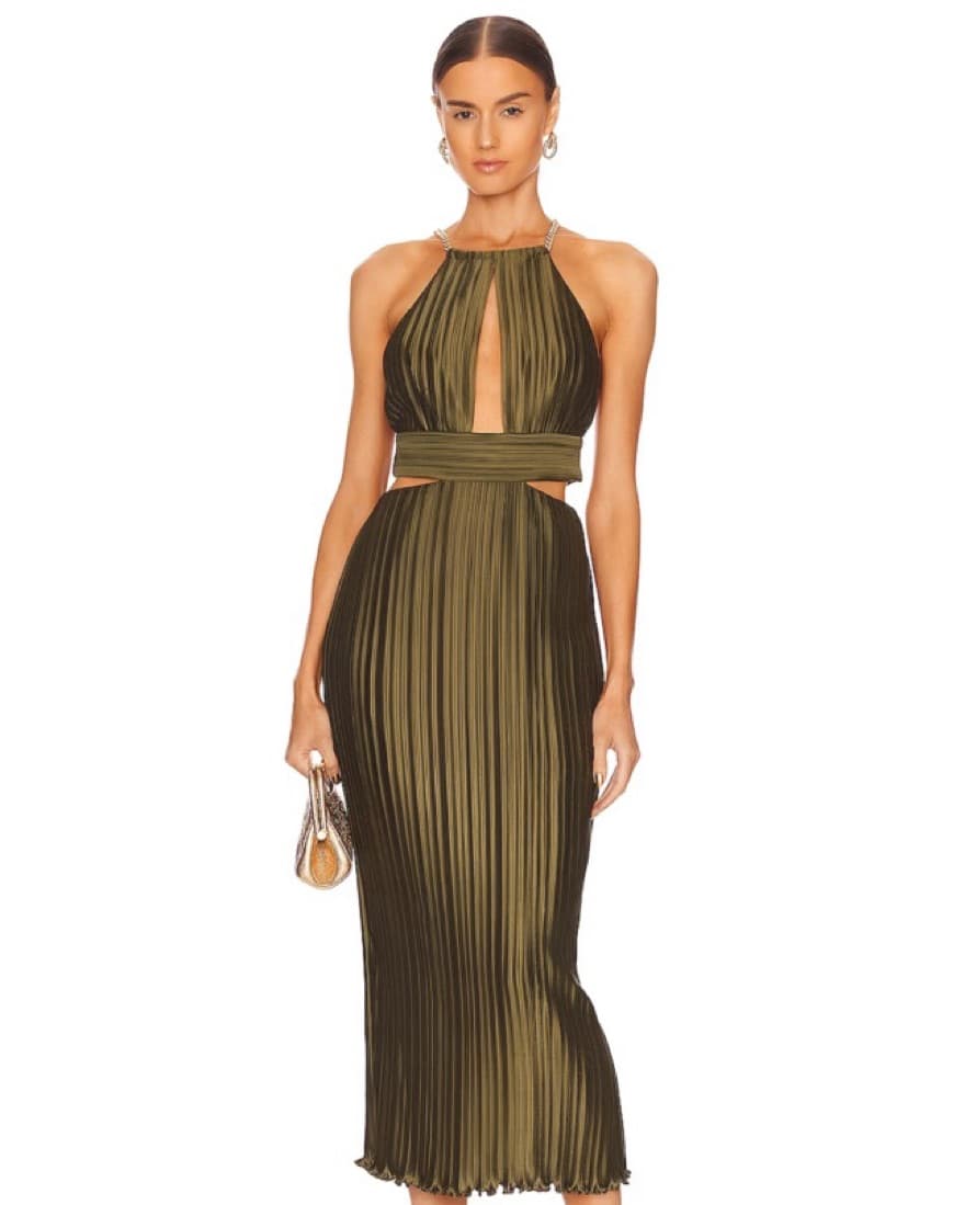 $695 AIIFOS Valerie Dress Army Green - Image 1