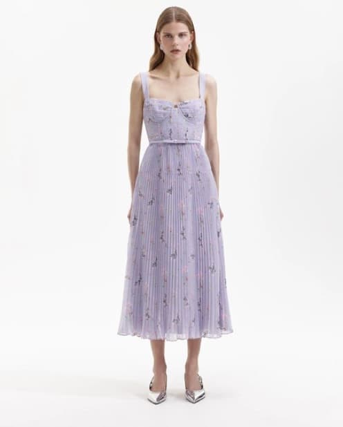 Lilac Floral Midi Dress - Image 2