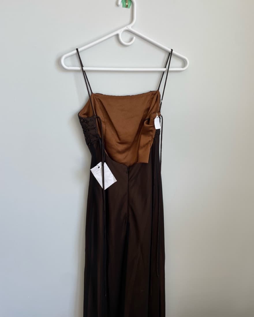 Vintage 90s Satin Mesh Sequined Gown - Image 4