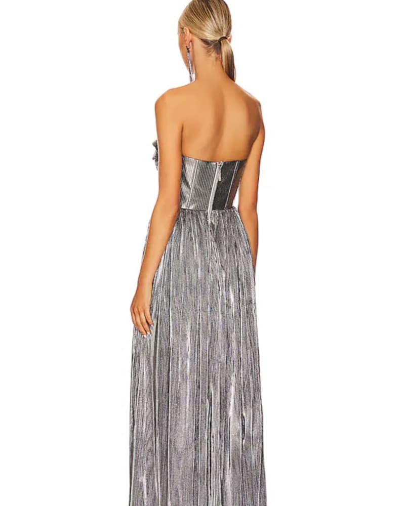 Bronx & Banco Silver Metallic Gown - Image 3
