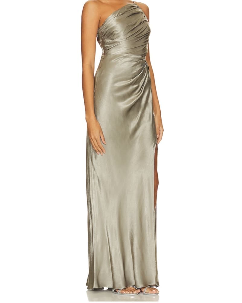 Elegant One-Shoulder Satin Gown - Image 2