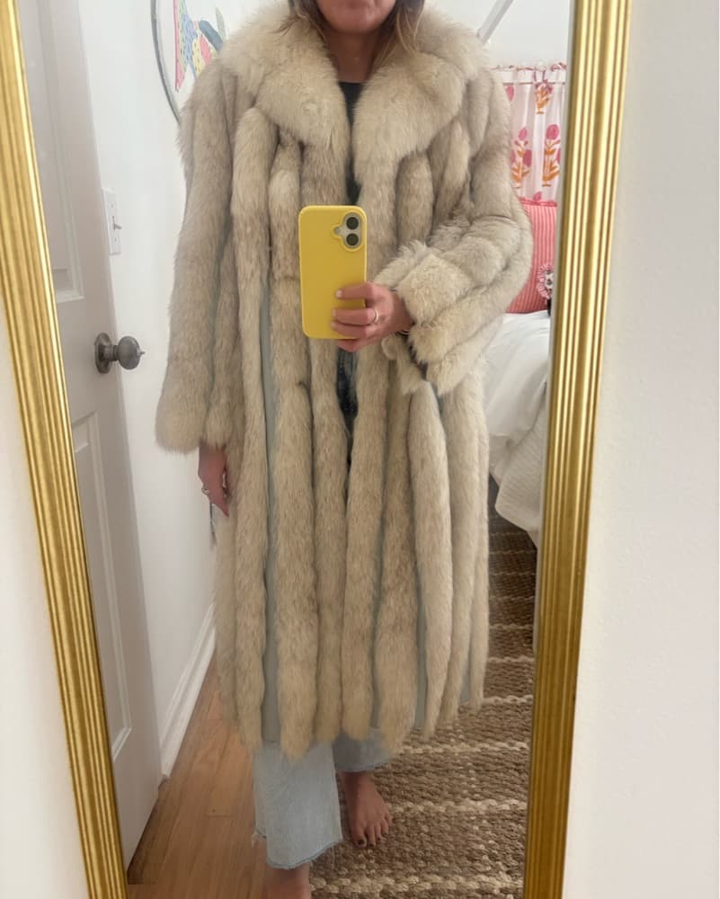 Genuine White Fox Fur Coat - Image 2