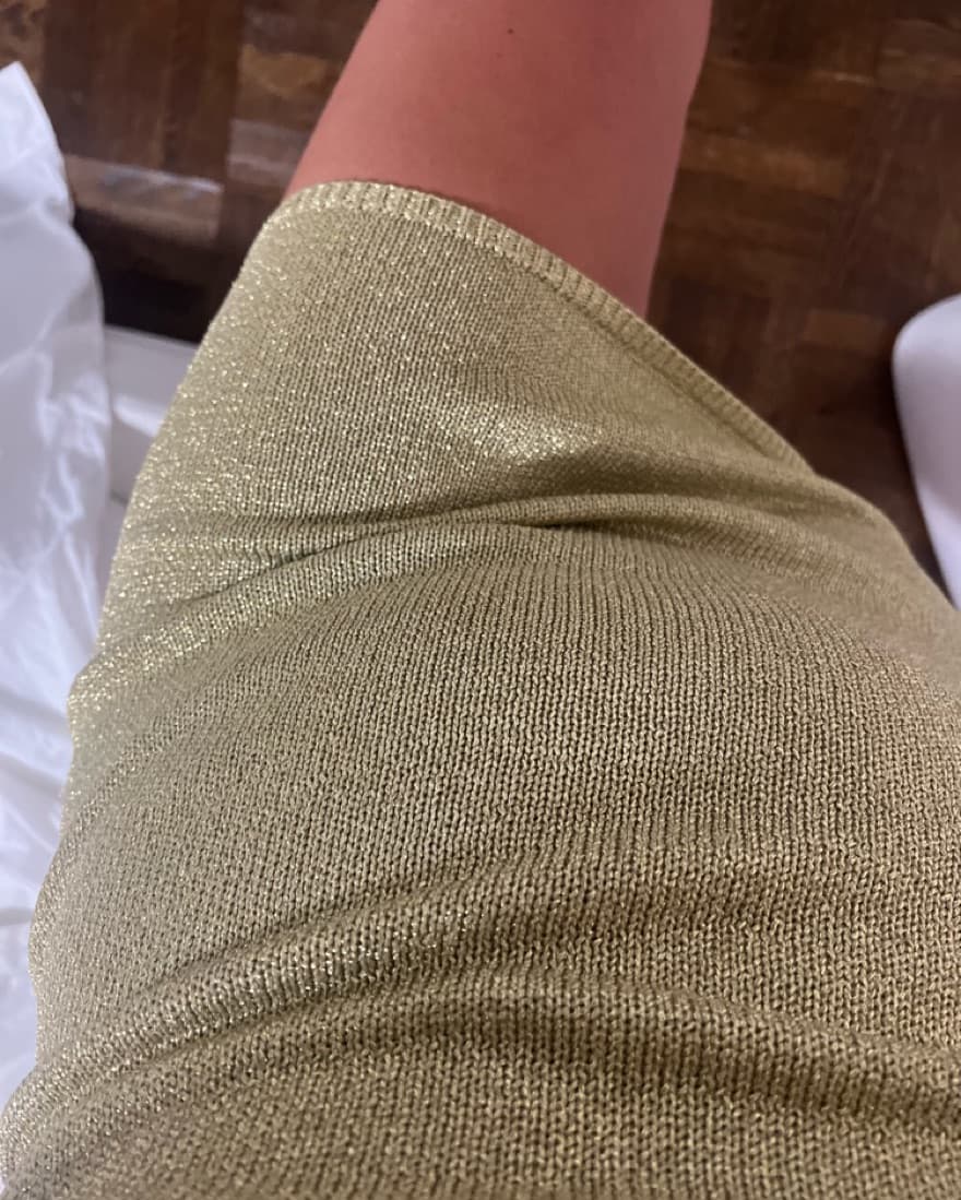 Glitter Gold Knit Mini Dress - Image 2