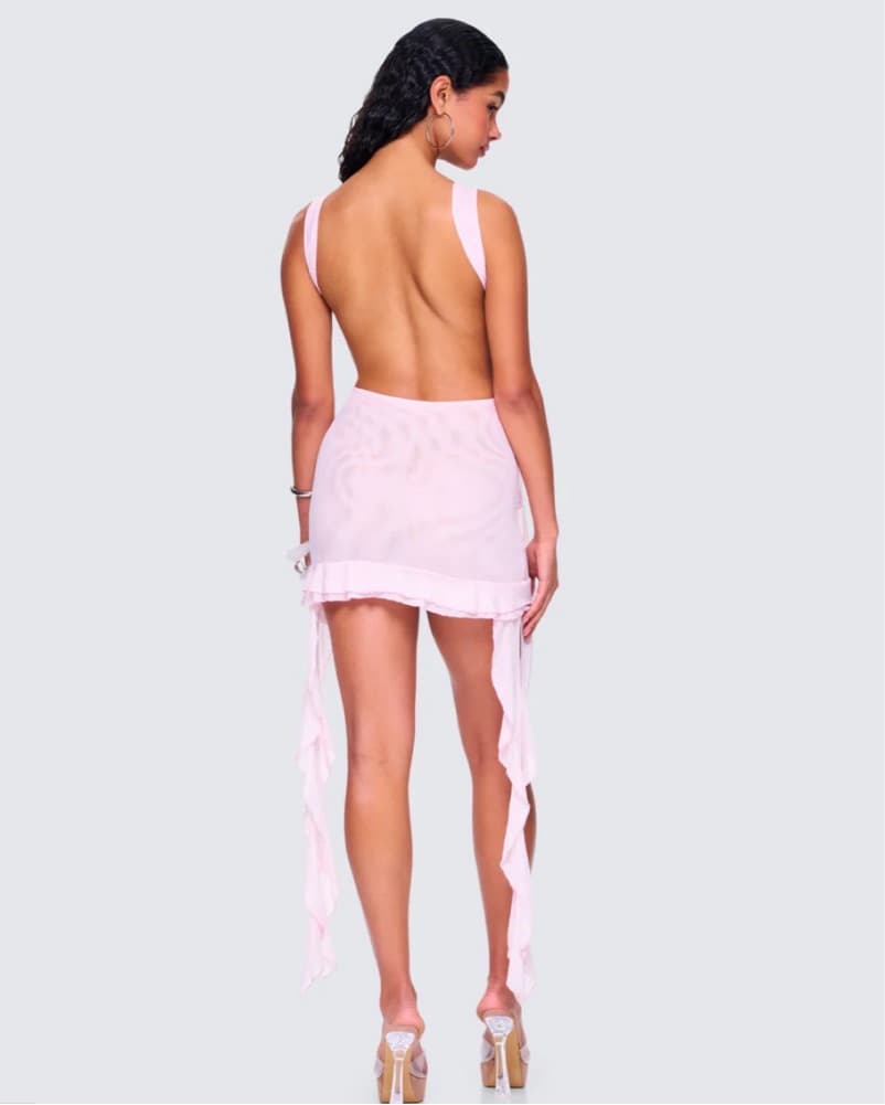 Tiana Pink Ruffle Rosette Dress - Image 4