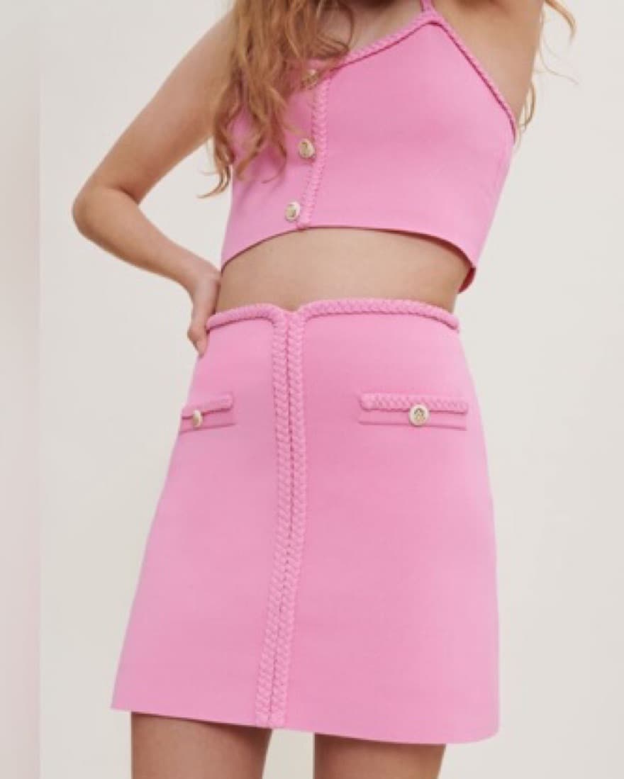 Maje Pink Braid Knit Skirt Set - Image 3